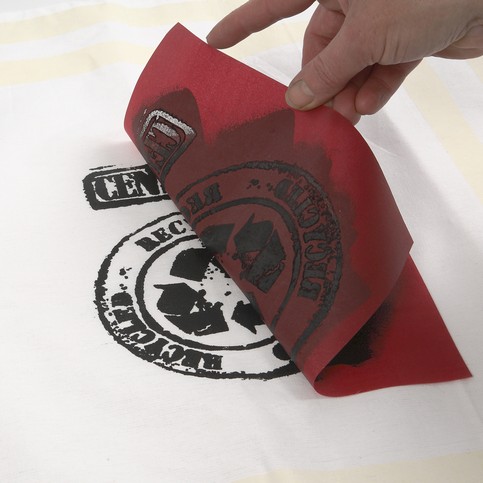 Screen Stencil Prints on a Tea Towel and a Cushion Cover