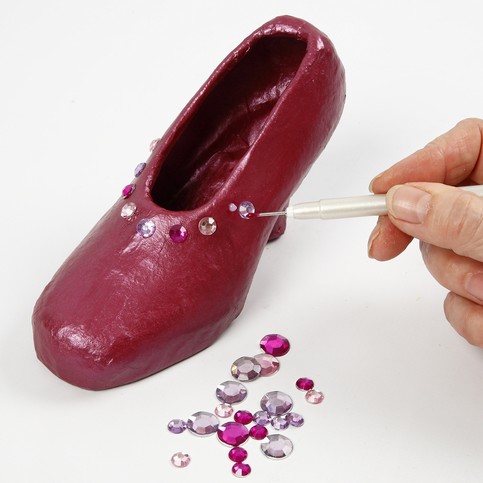 A Papier-M ch Stiletto with Rhinestones
