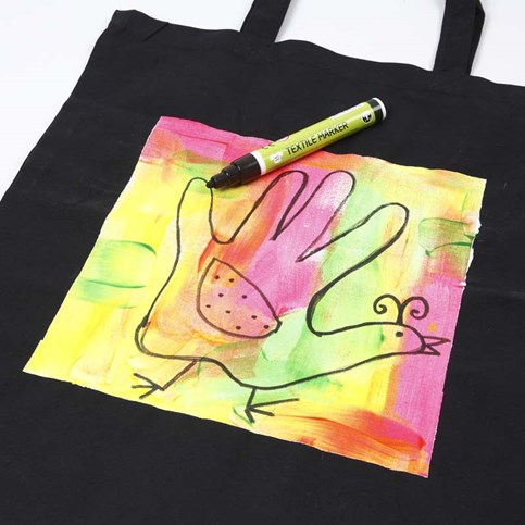 Shopping Bags decorated with Textile Color, neon