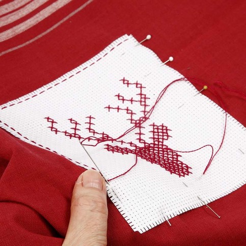 A Bag made from Tea Towels with an embroidered Design