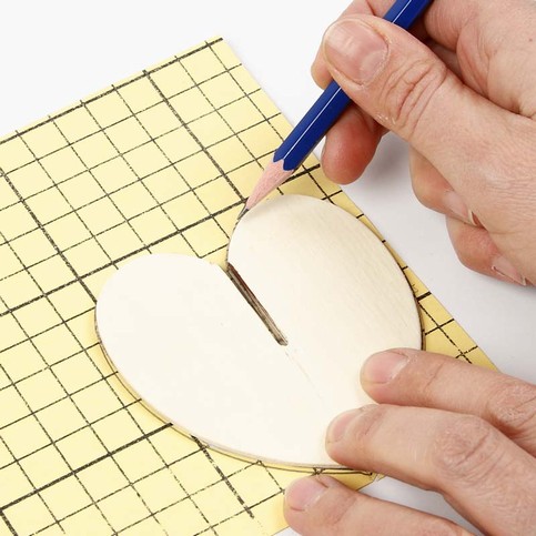 Two-Part Hanging Decoration with Wood Veneer and Graphic Christmas Designs
