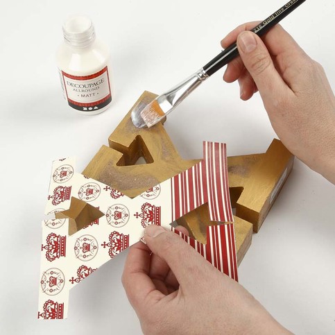 Painted and Decoupaged Xmas Candle Holders