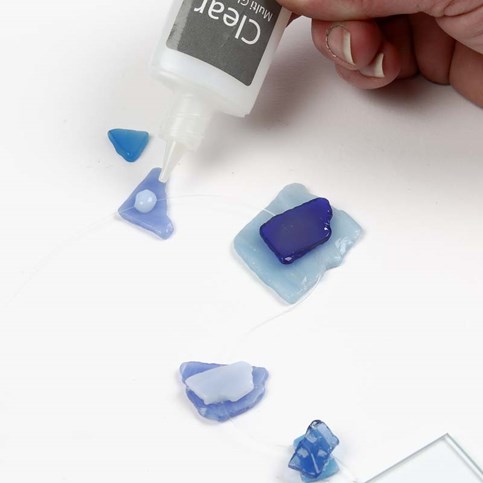 Glass Mosaic Fragments on Glass Plates