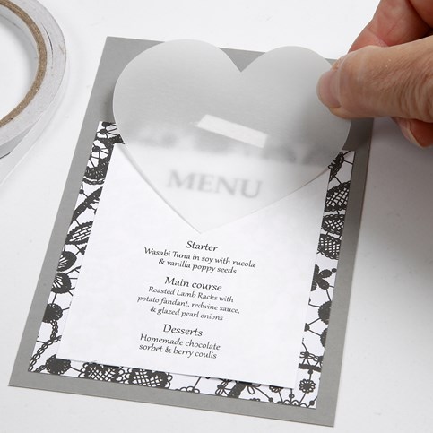 A Card Series with Vellum Paper Hearts, decorative Wooden Hearts and Rhinestones