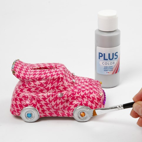 A Racing Car Money Box with Decoupage and Rhinestones