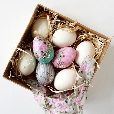 Natural Eggs decorated with Skagen Decoupage Paper