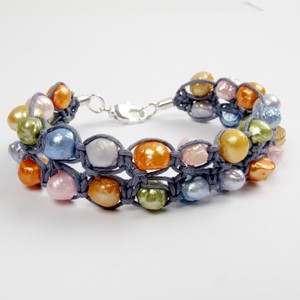 A Macram  Bracelet with Freshwater Pearls