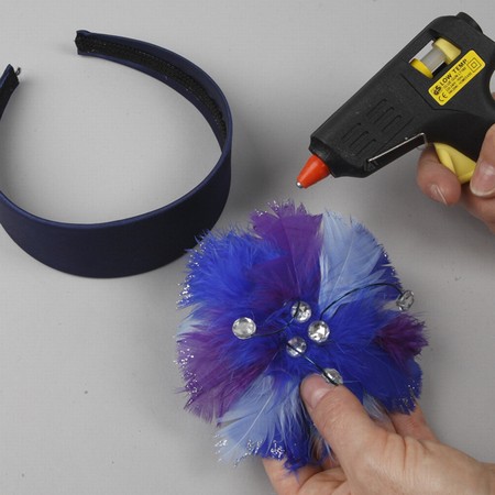 A Hair Band with a Feather Flower
