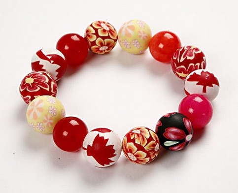 Bracelet with Clay Beads and Stone Beads
