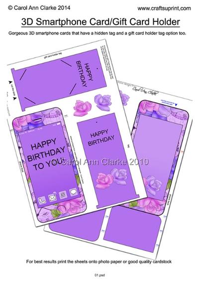 3D Smartphone Shaped Card & Gift Card Holders Tutorial PDF