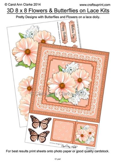**8 x 8 Flowers Butterflies & Lace 3d Decoupage Mini Kits** Tutorial PDF-2