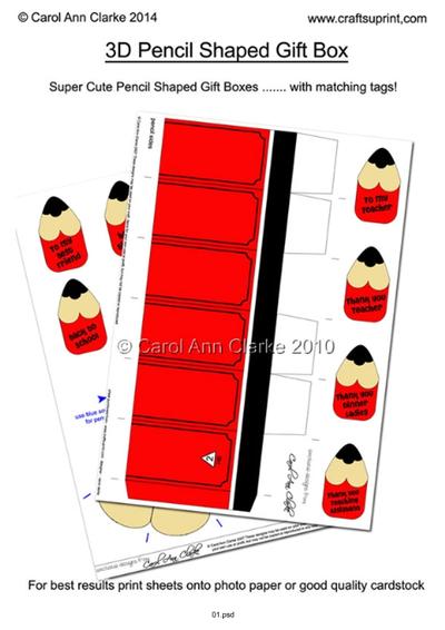  **3D Pencil Shaped Treat or Favour Box Mini Kits** Tutorial PDF
