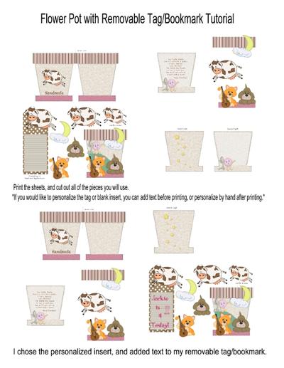 FlowerPot Shaped Card with Removable Tag / Bookmark PDF