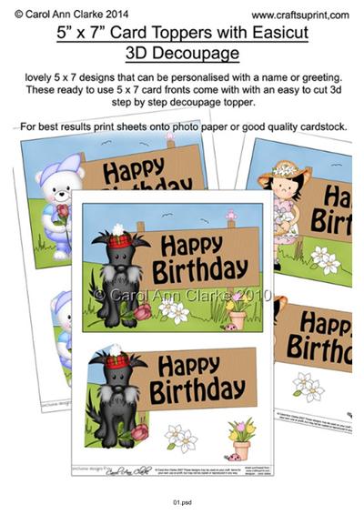 **Birthday 5x7 Easicut decoupage** Tutorial PDF