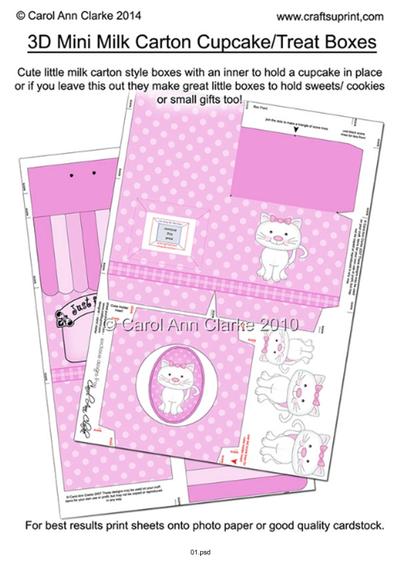  **3D Mini Milk Carton Cupcake/Treat Boxes** Tutorial PDF-2