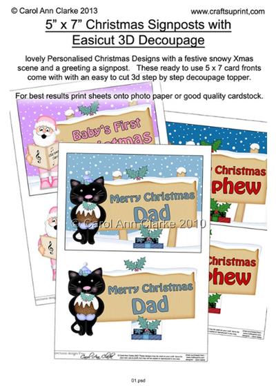 Xmas Signpost 5x7 Easicut decoupage Tutorial PDF-2