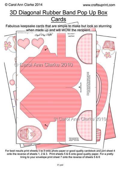 Diagonal Rubber Band Pop Up Box Cards PDF