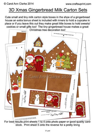 3D Xmas Gingerbread House Treat Box Tutorial PDF