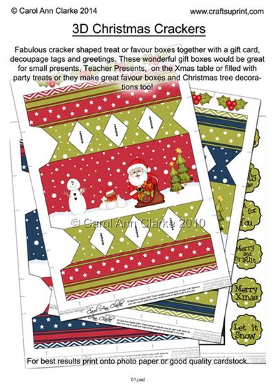 3D Christmas Cracker Boxes Tutorial PDF