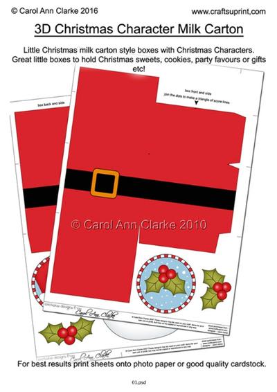 3D Christmas Character Milk Carton Boxes PDF