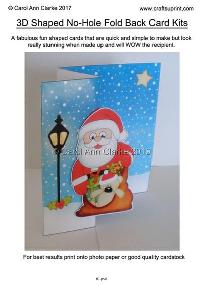 3D Shaped No-Hole Fold Back Christmas Card kit Tutorial PDF