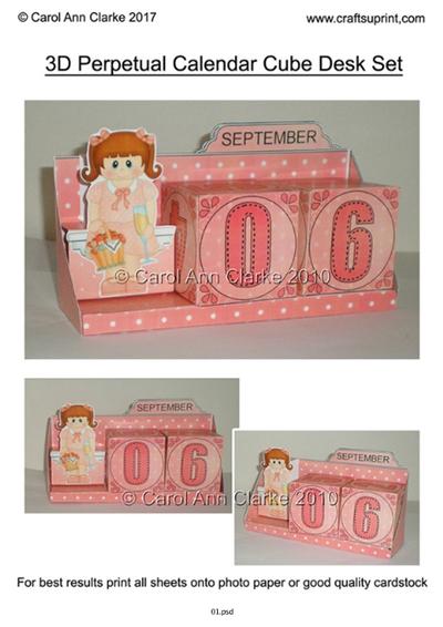 3D Perpetual Calendar Desk Set Tutorial PDF