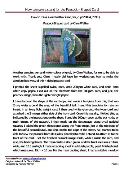 How to make a stand for the Peacock Shaped Card PDF
