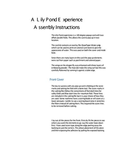 A Lily Pond Experience - 180 Degree Pop up Card PDF