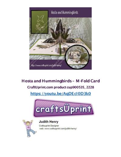 M-Fold Hosta and Hummingbirds Popup Card PDF