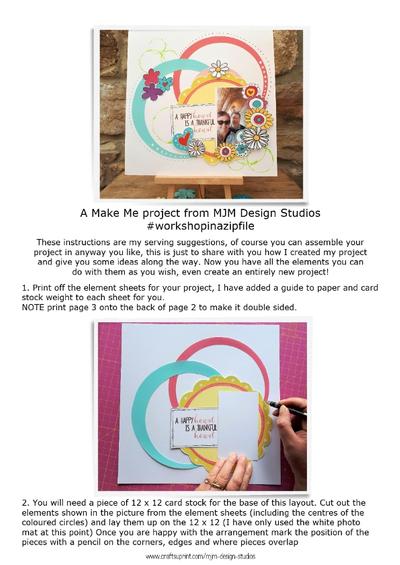 Circle of Thanks memory page Make me project mini kit, scrapbook page PDF
