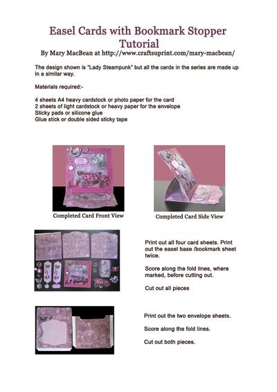 Easel Cards with Bookmark Stopper Tutorial PDF