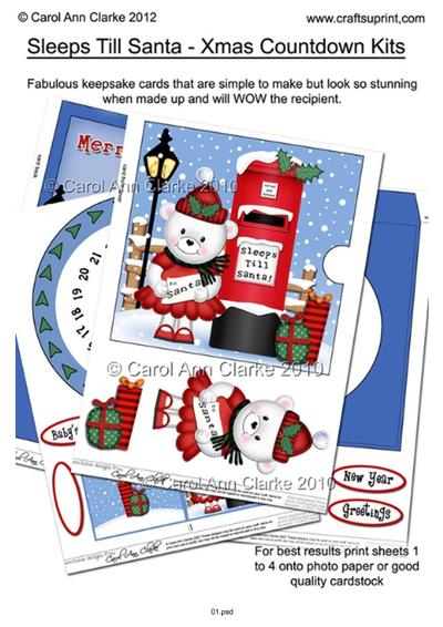 3D Xmas Postbox Sleeps Till Santa Moveable Cards Tutorial PDF