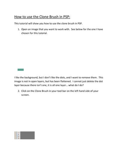 How to use the Clone Brush in PSP PDF