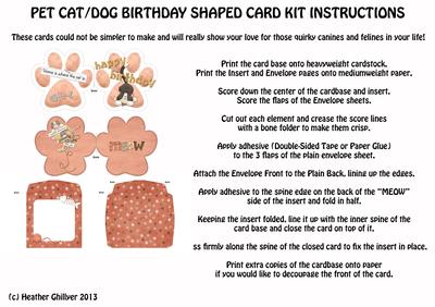 Pet Cat/Dog Birthday Shaped Card Kit Instructions Image