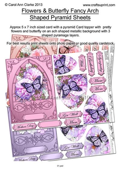 Butterfly & Flowers Fancy Arch Shaped Pyramid Sheet Tutorial PDF