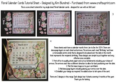 Single Sheet 8x8 Floral Calendar Card Tutorial Image