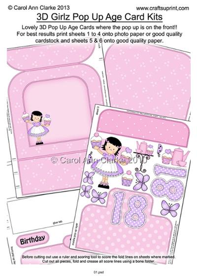 3D Girlz Pop Up Front Age Cards Tutorial PDF
