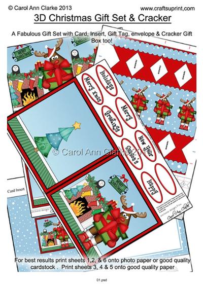 Christmas Fireplace Pyramage Gift Set & Cracker Tutorial PDF-2