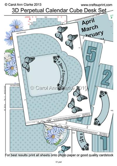 3D Perpetual Calendar Desk Set 3d Decoupage Kits Tutorial PDF-2