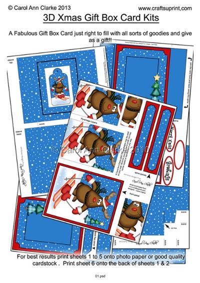 3D Christmas Gift Box Card Kits with Pyramage Tutorial PDF