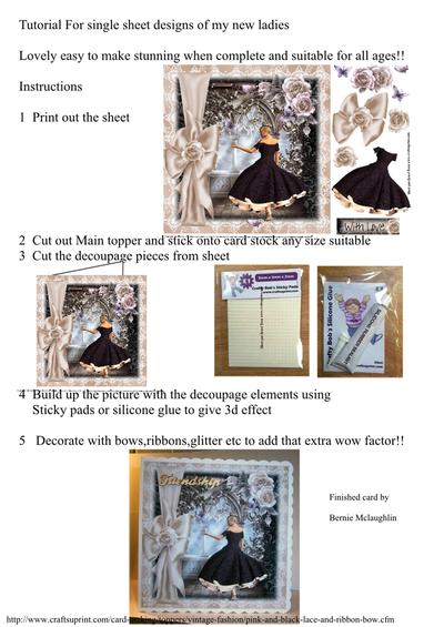 Tutorial for Ladies Single sheet toppers with decoupage Image