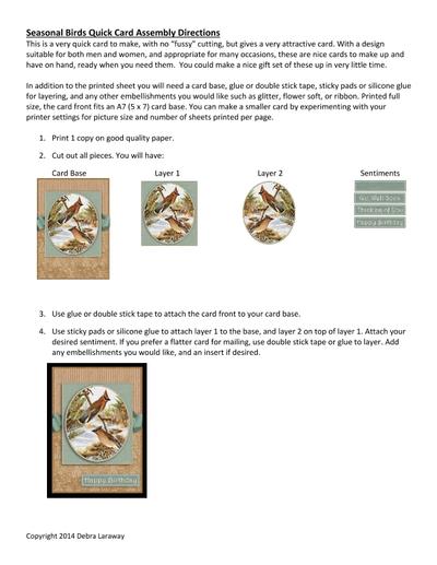 Seasonal Birds Quick Cards PDF